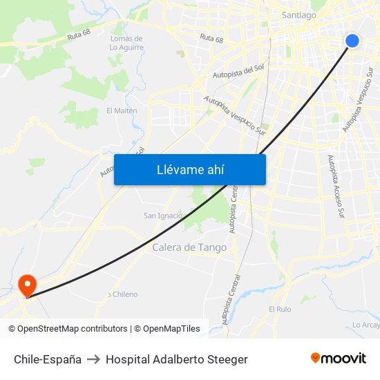 Chile-España to Hospital Adalberto Steeger map