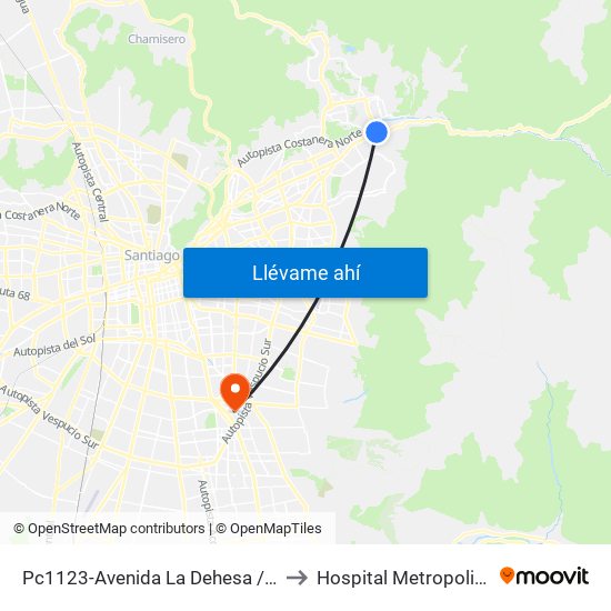 Pc1123-Avenida La Dehesa / Esq. Av. Las Condes to Hospital Metropolitano La Florida map