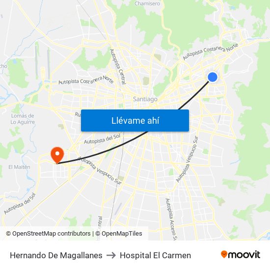 Hernando De Magallanes to Hospital El Carmen map