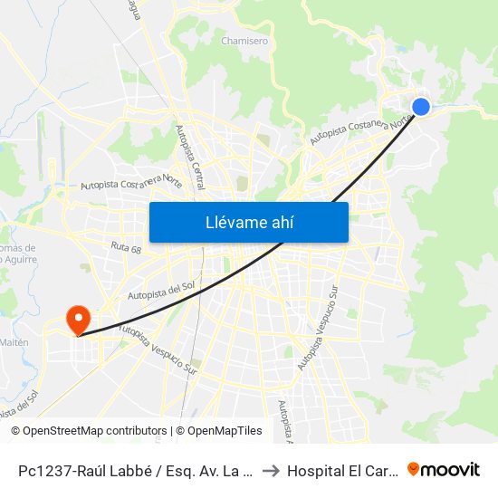 Pc1237-Raúl Labbé / Esq. Av. La Dehesa to Hospital El Carmen map