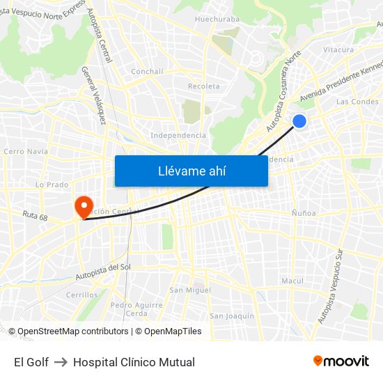 El Golf to Hospital Clínico Mutual map