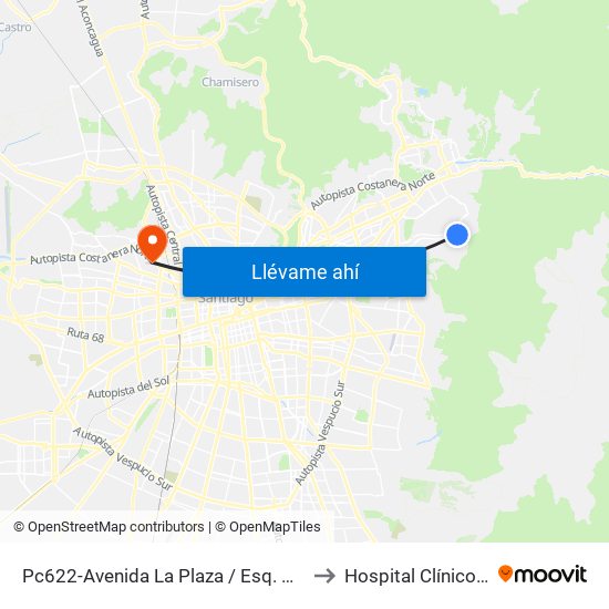 Pc622-Avenida La Plaza / Esq. Av. Mons. A. Del Portillo to Hospital Clínico Félix Bulnes map