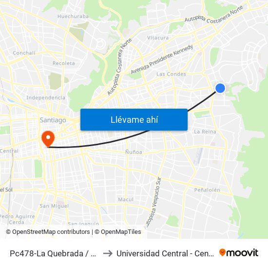 Pc478-La Quebrada / Esq. La Escuela to Universidad Central - Centro De Extensión map