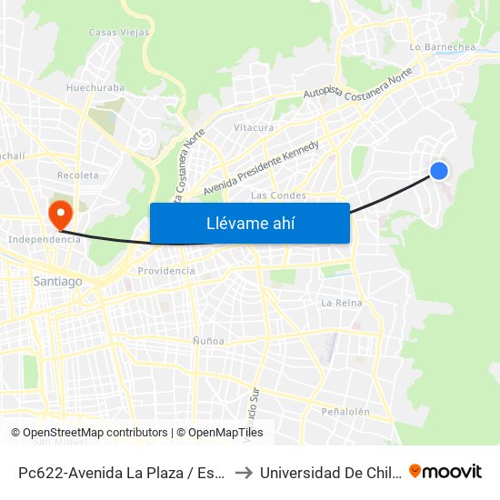Pc622-Avenida La Plaza / Esq. Av. Mons. A. Del Portillo to Universidad De Chile (Campus Norte) map