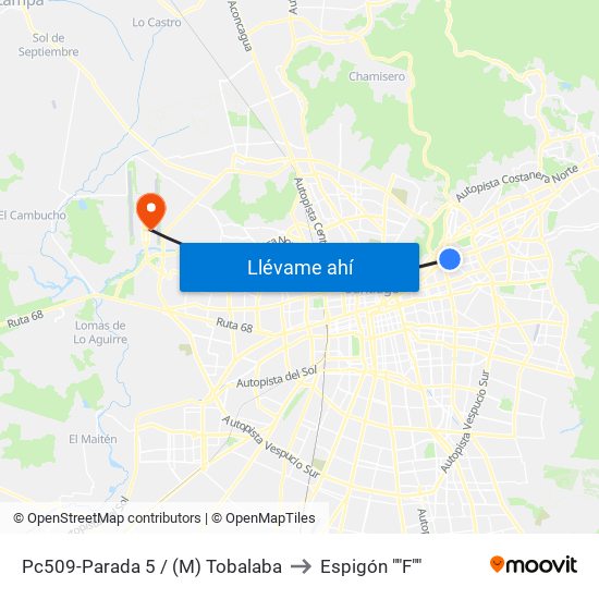 Pc509-Parada 5 / (M) Tobalaba to Espigón ""F"" map