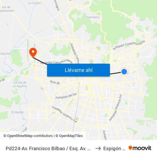 Pd224-Av. Francisco Bilbao / Esq. Av. S. Elcano to Espigón ""F"" map