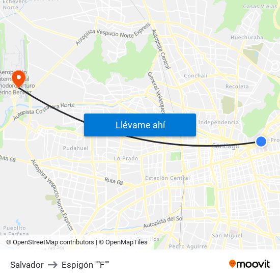 Salvador to Espigón ""F"" map