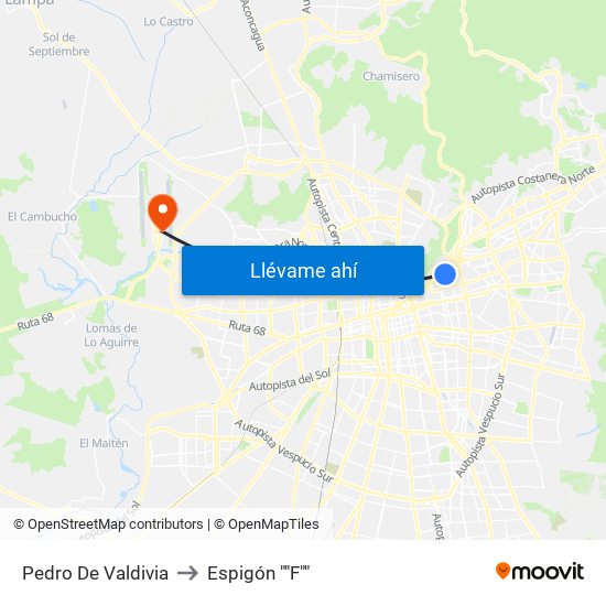 Pedro De Valdivia to Espigón ""F"" map