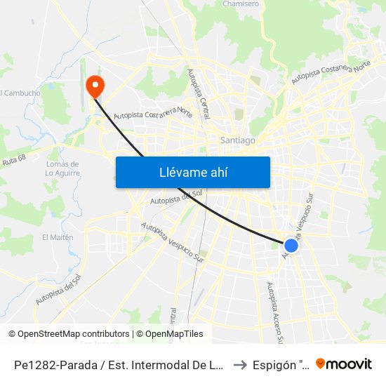 Pe1282-Parada / Est. Intermodal De La Florida to Espigón ""D"" map