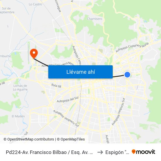 Pd224-Av. Francisco Bilbao / Esq. Av. S. Elcano to Espigón ""D"" map