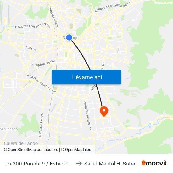 Pa300-Parada 9 / Estación Mapocho to Salud Mental H. Sótero Del Río map