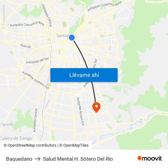 Baquedano to Salud Mental H. Sótero Del Río map