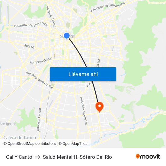 Cal Y Canto to Salud Mental H. Sótero Del Río map