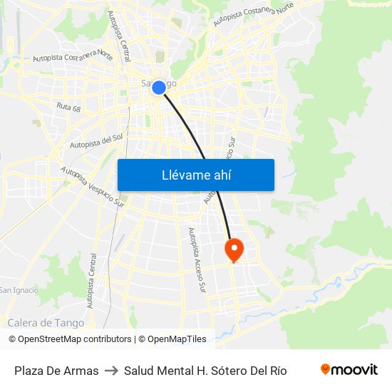 Plaza De Armas to Salud Mental H. Sótero Del Río map