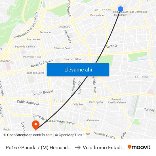 Pc167-Parada / (M) Hernando De Magallanes to Velódromo Estadio Nacional map