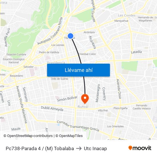 Pc738-Parada 4 / (M) Tobalaba to Utc Inacap map