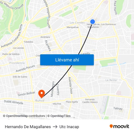 Hernando De Magallanes to Utc Inacap map