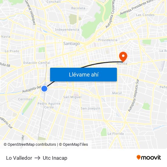 Lo Valledor to Utc Inacap map
