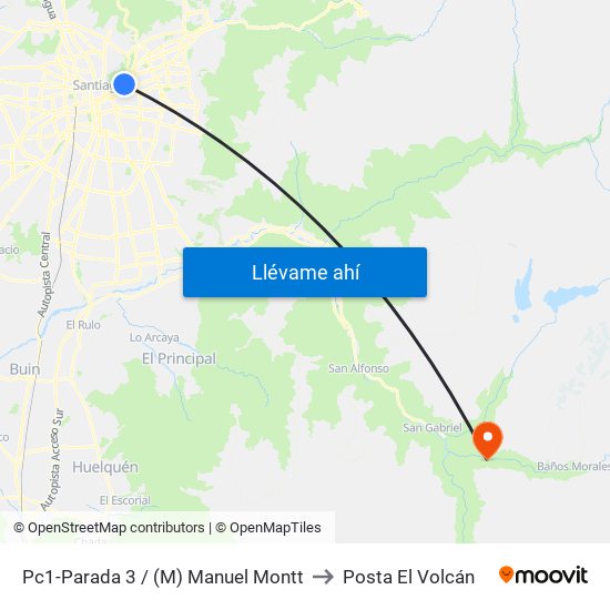 Pc1-Parada 3 / (M) Manuel Montt to Posta El Volcán map