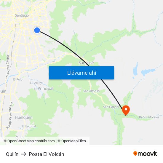 Quilín to Posta El Volcán map