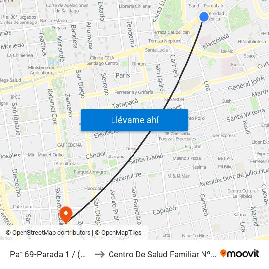 Pa169-Parada 1 / (M) Universidad Católica to Centro De Salud Familiar Nº1 Ramón Corbalán Melgarejo map