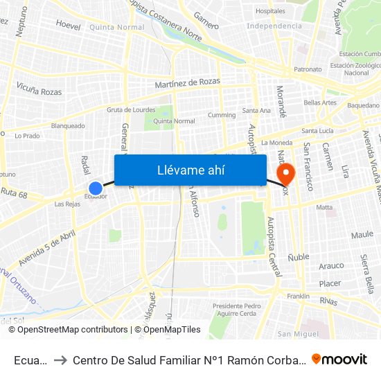 Ecuador to Centro De Salud Familiar Nº1 Ramón Corbalán Melgarejo map