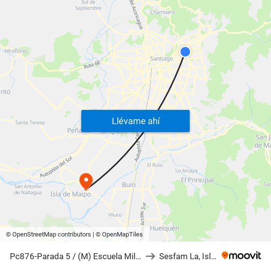 Pc876-Parada 5 / (M) Escuela Militar to Sesfam La, Islita map