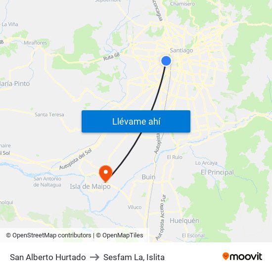 San Alberto Hurtado to Sesfam La, Islita map