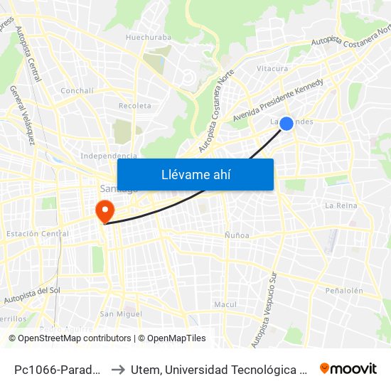 Pc1066-Parada 4 / (M) Manquehue to Utem, Universidad Tecnológica Metropolitana. Escuela De Arquitectura map