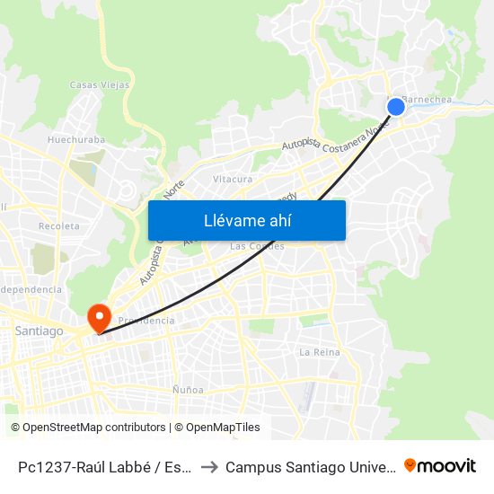 Pc1237-Raúl Labbé / Esq. Av. La Dehesa to Campus Santiago Universidad De Talca map