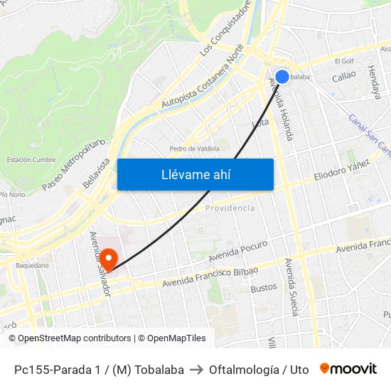 Pc155-Parada 1 / (M) Tobalaba to Oftalmología / Uto map