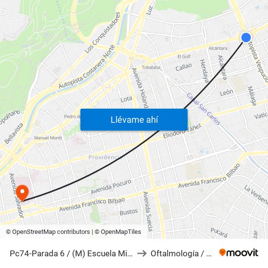 Pc74-Parada 6 / (M) Escuela Militar to Oftalmología / Uto map