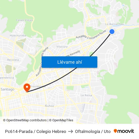 Pc614-Parada / Colegio Hebreo to Oftalmología / Uto map