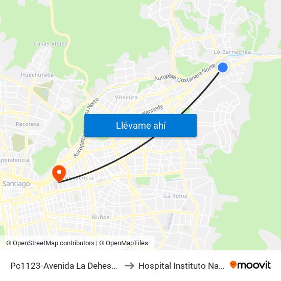 Pc1123-Avenida La Dehesa / Esq. Av. Las Condes to Hospital Instituto Nacional De Geriatría map