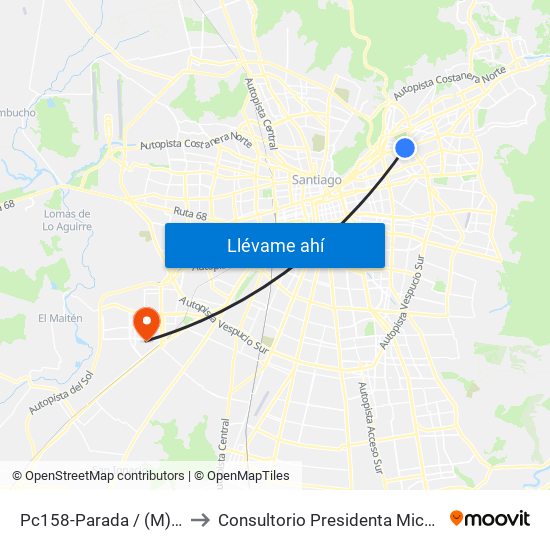 Pc158-Parada / (M) Alcántara to Consultorio Presidenta Michelle Bachelet map