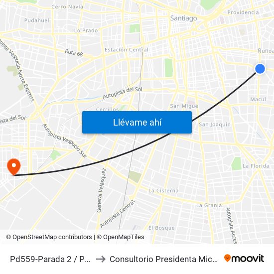 Pd559-Parada 2 / Pedagógico to Consultorio Presidenta Michelle Bachelet map