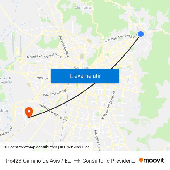 Pc423-Camino De Asis / Esq. Escrivá De Balaguer to Consultorio Presidenta Michelle Bachelet map