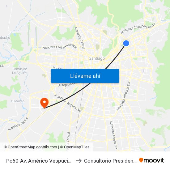 Pc60-Av. Américo Vespucio / Esq. Av. Pdte. Kennedy to Consultorio Presidenta Michelle Bachelet map