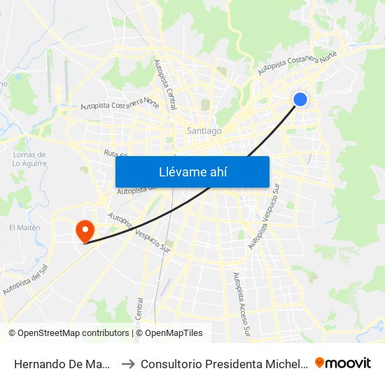 Hernando De Magallanes to Consultorio Presidenta Michelle Bachelet map