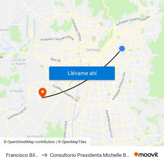 Francisco Bilbao to Consultorio Presidenta Michelle Bachelet map