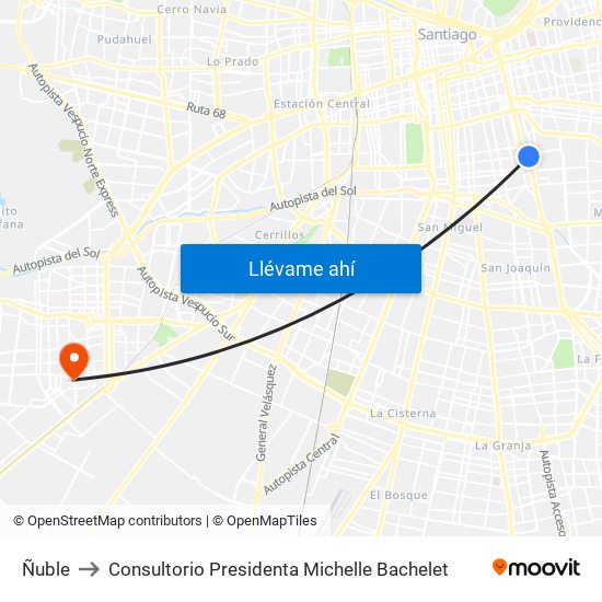 Ñuble to Consultorio Presidenta Michelle Bachelet map