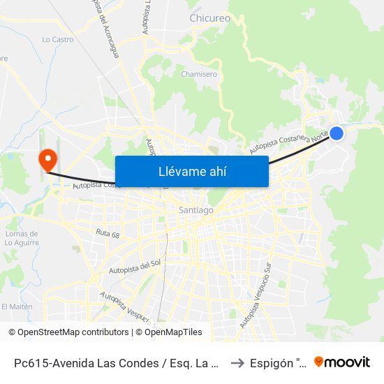 Pc615-Avenida Las Condes / Esq. La Cabaña to Espigón ""E"" map