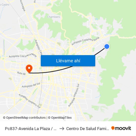 Pc837-Avenida La Plaza / Esq. Sn. Francisco De Asís to Centro De Salud Familiar Doctor Raul Yazigi map