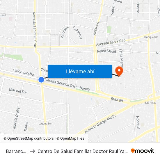 Barrancas to Centro De Salud Familiar Doctor Raul Yazigi map