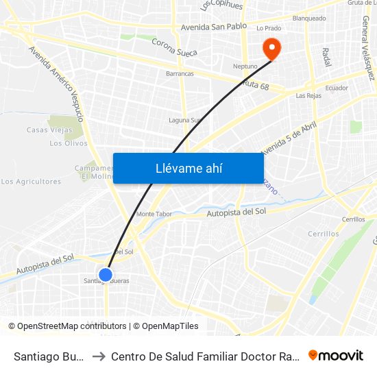 Santiago Bueras to Centro De Salud Familiar Doctor Raul Yazigi map