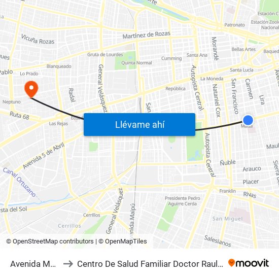 Avenida Matta to Centro De Salud Familiar Doctor Raul Yazigi map