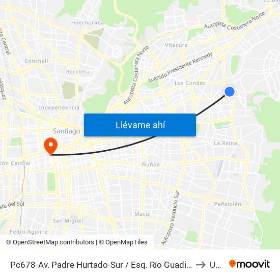 Pc678-Av. Padre Hurtado-Sur / Esq. Río Guadiana to Udp map