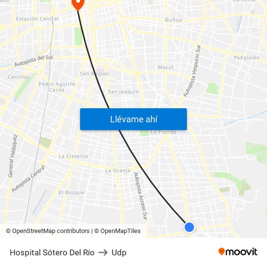 Hospital Sótero Del Río to Udp map