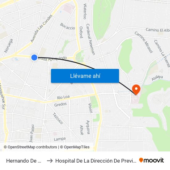 Hernando De Magallanes to Hospital De La Dirección De Previsión De Carabineros map