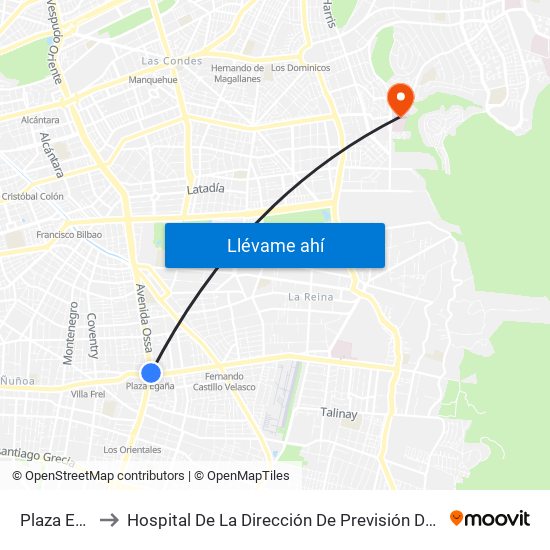 Plaza Egaña to Hospital De La Dirección De Previsión De Carabineros map